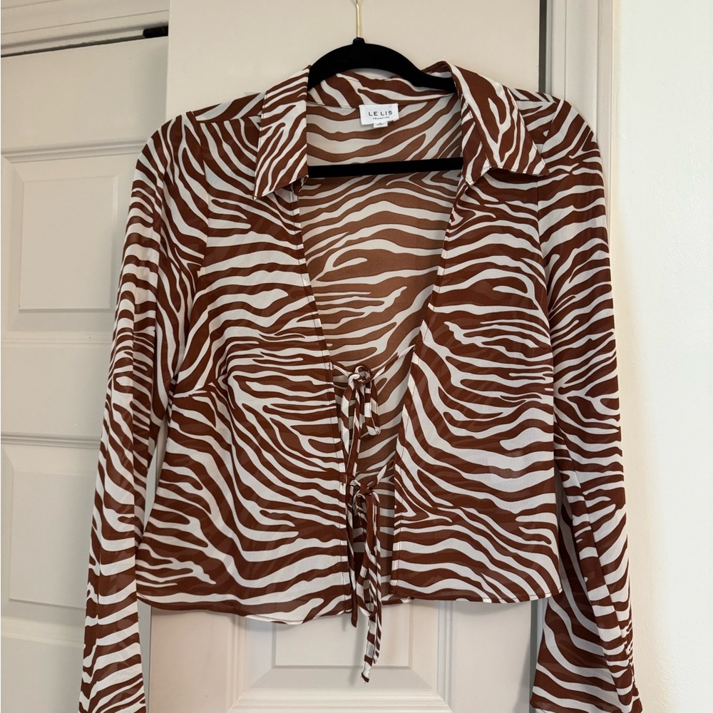 Brown Zebra Print Women's Top